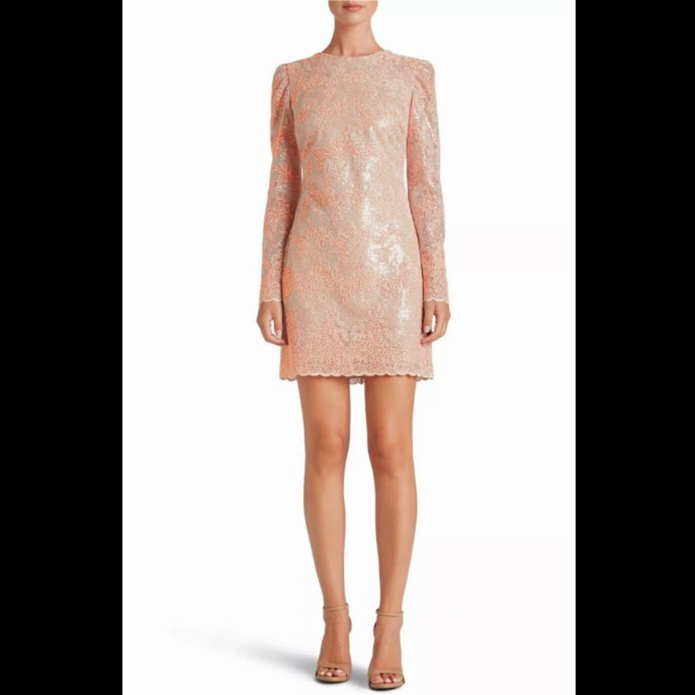 NWT DRESS THE POPULATION Aubry Sequins Scalloped Hem Mini Dress  -Sz M